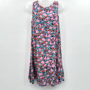 LOFT Floral Shift Dress Size XSP Multicolored Tie Back Cut Out Beach Resortwear